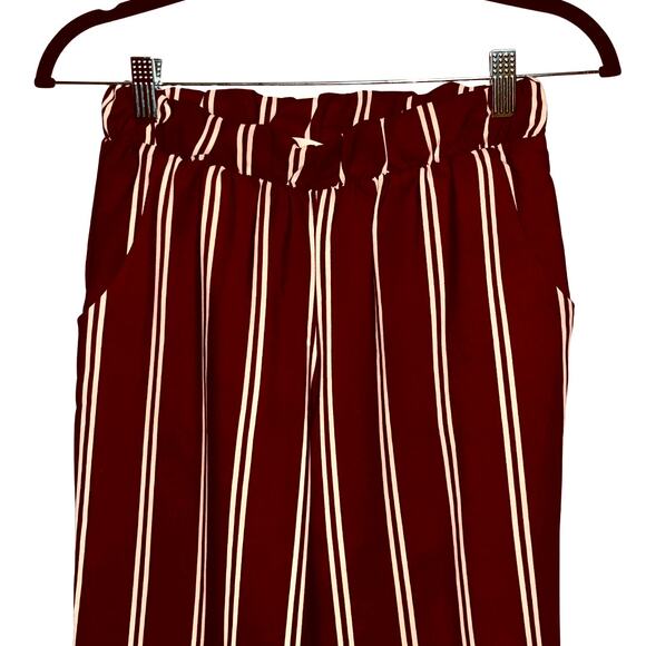 Honey Punch Wide Leg Boho Crop Pants Red & White Striped Trousers Size Small - Picture 4 of 9